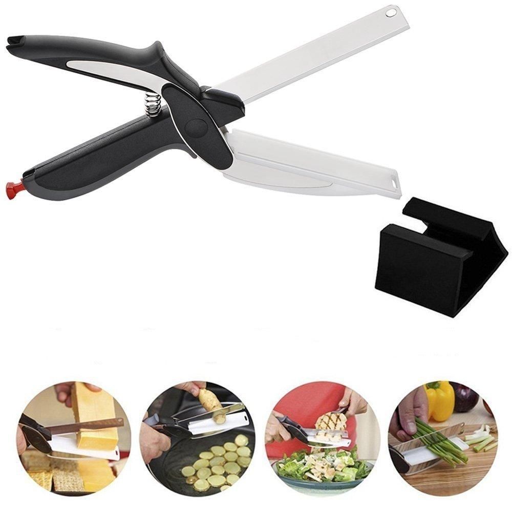 2-in-1 Cleaver Cutter – Kitchen Knife & Cutting Board Scissors Combo