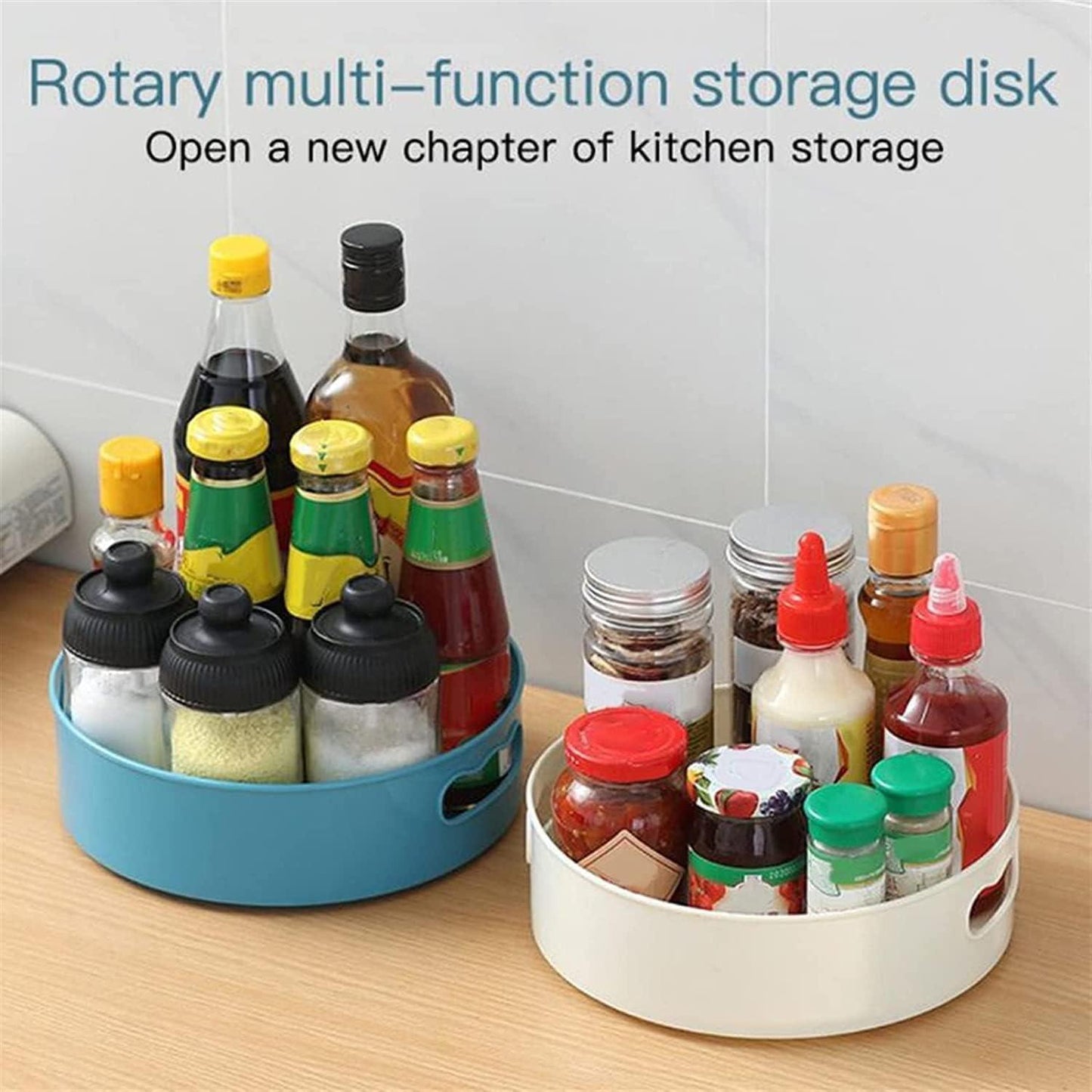 360° Rotating Multi-Purpose Organizer Tray – Spice Rack, Cosmetic Holder & More (Off-White)