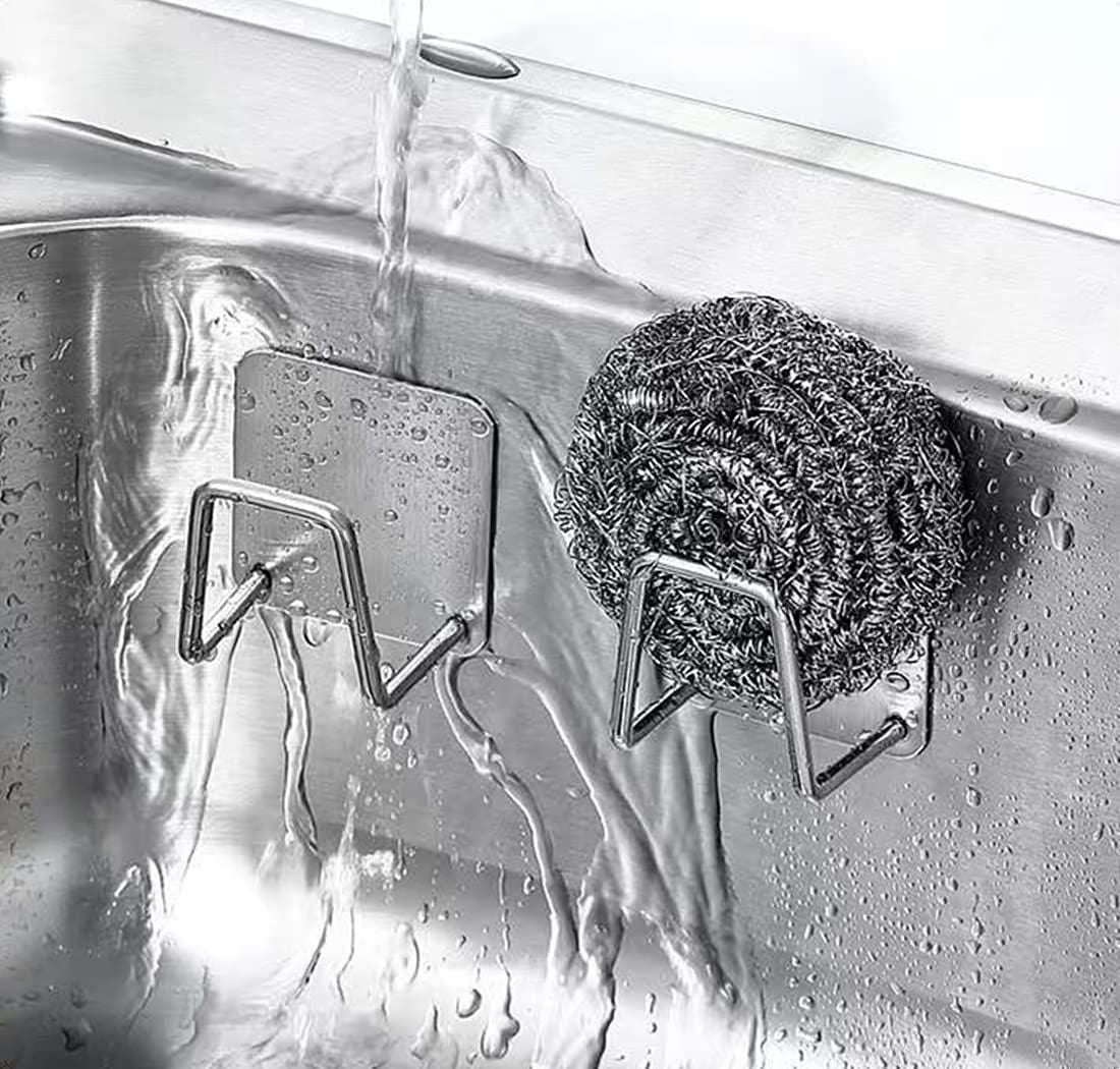 Stainless Steel Sponge Holder for Kitchen Sink – Rust-Resistant & Drain-Friendly (Pack of 2)