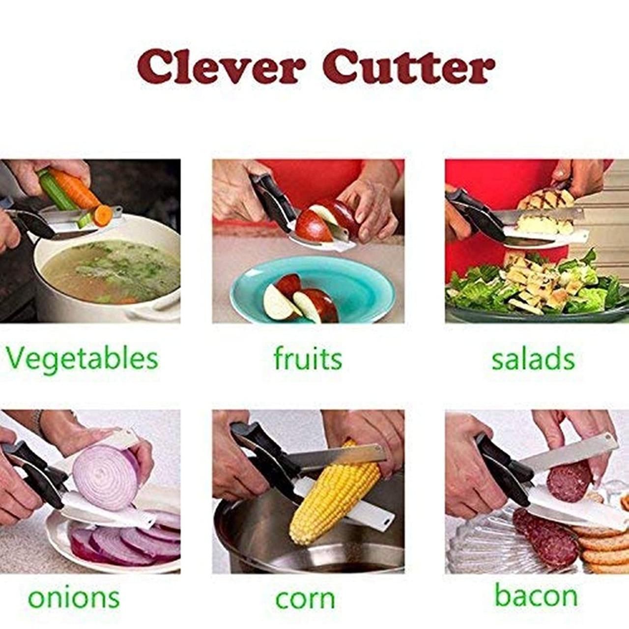 2-in-1 Cleaver Cutter – Kitchen Knife & Cutting Board Scissors Combo