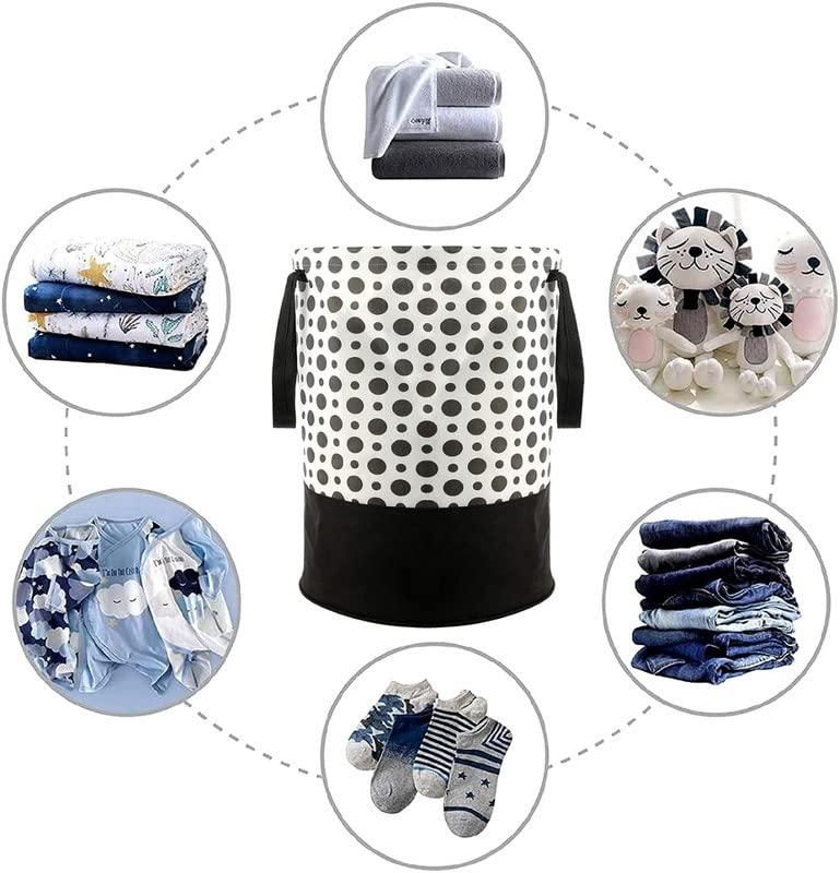 Polka Dot Canvas Laundry Bag – 45L Foldable Clothes Basket for Home