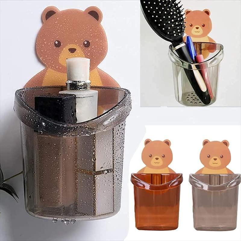 Wall Mount Toothbrush Holder with Cup – Multipurpose Bathroom Organizer (Pack of 2)