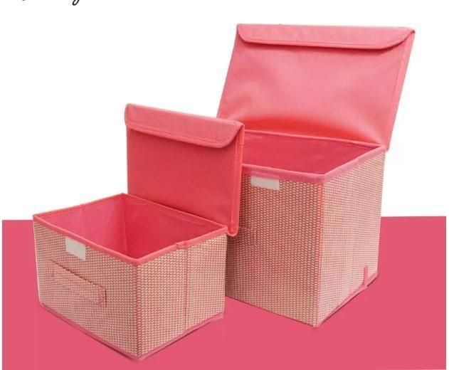 Foldable Woven Storage Box Set – 1 Large & 1 Small Organizer Basket for Home & Office Use