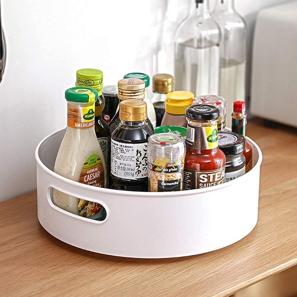360° Rotating Multi-Purpose Organizer Tray – Spice Rack, Cosmetic Holder & More (Off-White)