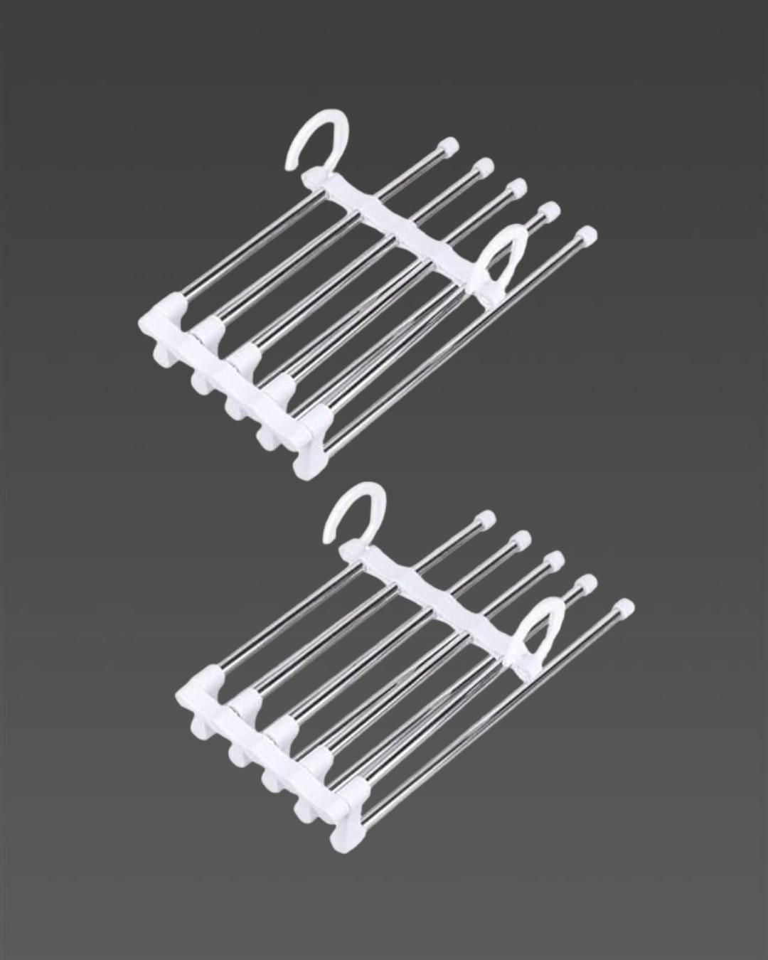 5-in-1 Stainless Steel Pants Hanger – Retractable Multifunction Trouser Rack (Pack of 2)