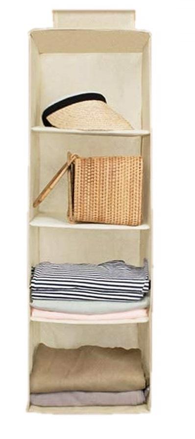 4-Shelf Hanging Wardrobe Organizer β Non-Woven Fabric Closet Storage (FOLDABLE)