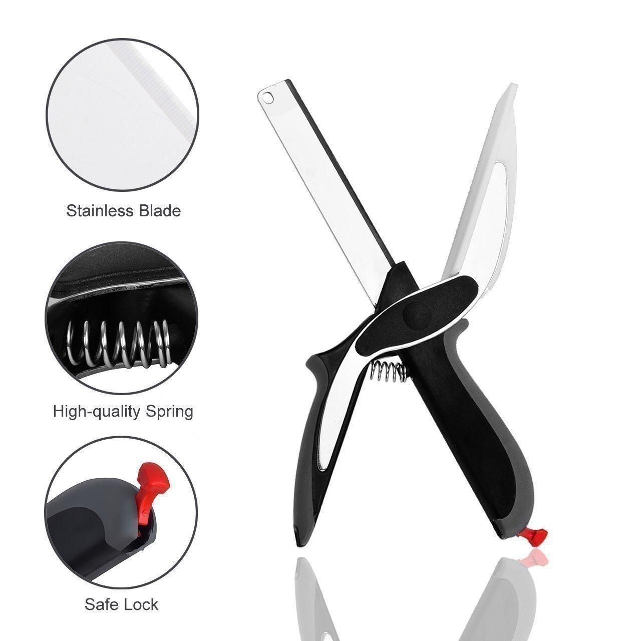 2-in-1 Cleaver Cutter – Kitchen Knife & Cutting Board Scissors Combo