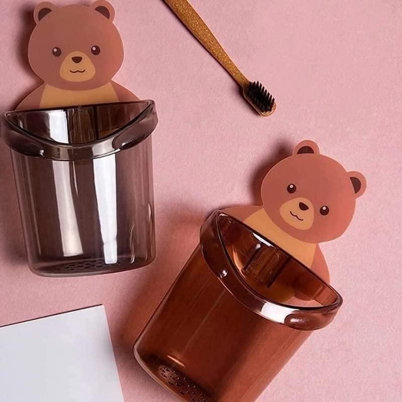 Wall Mount Toothbrush Holder with Cup – Multipurpose Bathroom Organizer (Pack of 2)