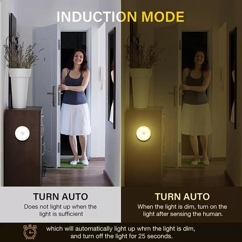 Wireless LED Motion Sensor Night Light – USB Rechargeable, Self-Adhesive for Bedroom, Kitchen, Hallway
