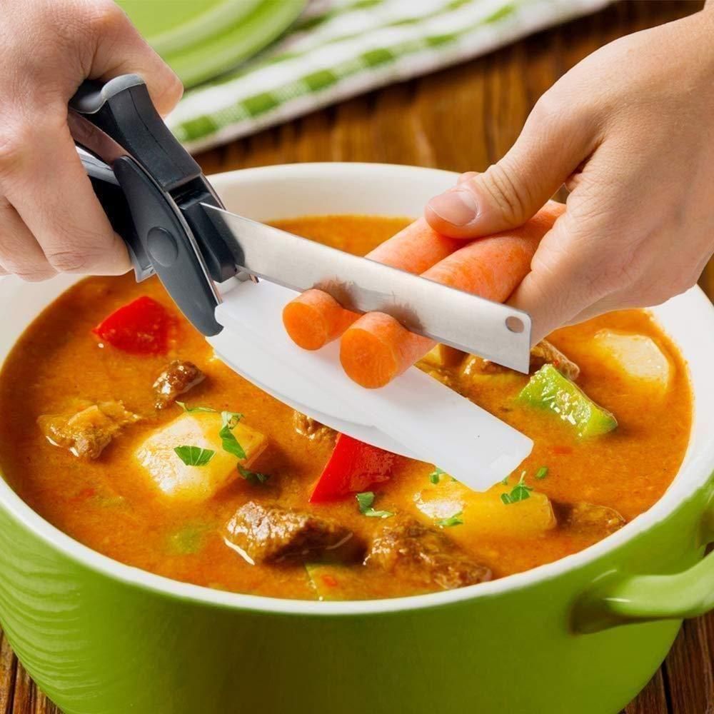 2-in-1 Cleaver Cutter – Kitchen Knife & Cutting Board Scissors Combo