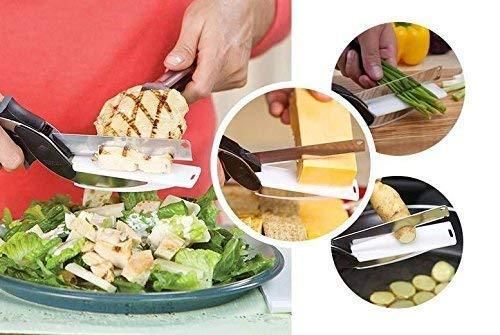 2-in-1 Cleaver Cutter – Kitchen Knife & Cutting Board Scissors Combo