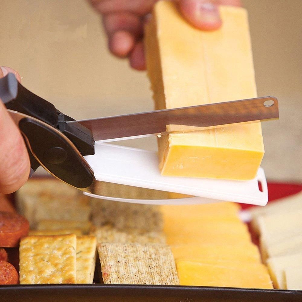 2-in-1 Cleaver Cutter – Kitchen Knife & Cutting Board Scissors Combo