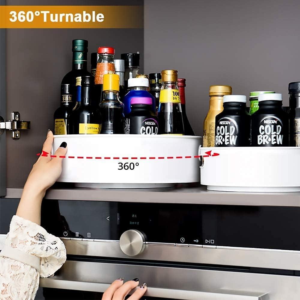 360° Rotating Multi-Purpose Organizer Tray – Spice Rack, Cosmetic Holder & More (Off-White)