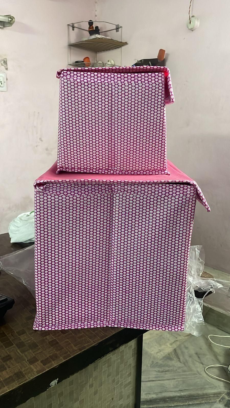 Foldable Woven Storage Box Set – 1 Large & 1 Small Organizer Basket for Home & Office Use