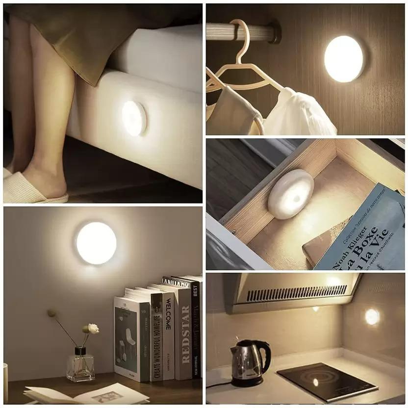Wireless LED Motion Sensor Night Light – USB Rechargeable, Self-Adhesive for Bedroom, Kitchen, Hallway