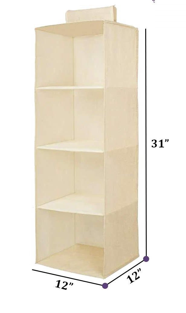 4-Shelf Hanging Wardrobe Organizer – Non-Woven Fabric Closet Storage (FOLDABLE)