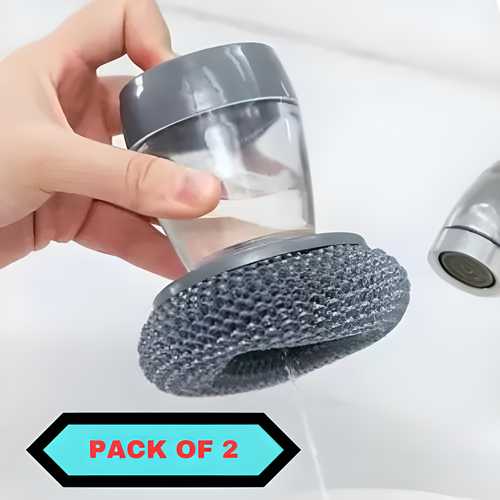 Kitchen Soap Dispensing Palm Brush for Dishwashing (Pack of 2)