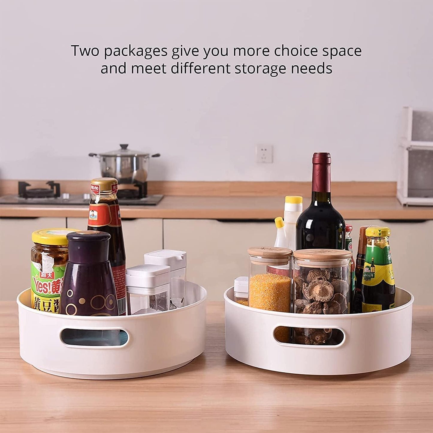 360° Rotating Multi-Purpose Organizer Tray – Spice Rack, Cosmetic Holder & More (Off-White)