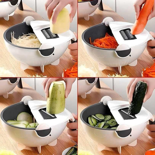 7-in-1 Magic Vegetable Cutter with Drain Basket – Multifunctional Kitchen Slicer & Chopper