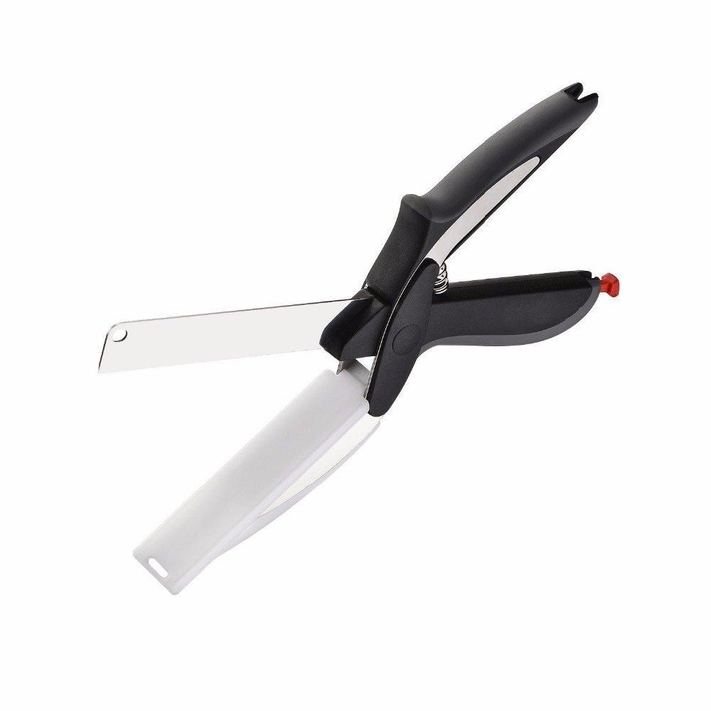2-in-1 Cleaver Cutter – Kitchen Knife & Cutting Board Scissors Combo