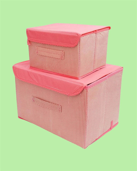 Foldable Woven Storage Box Set – 1 Large & 1 Small Organizer Basket for Home & Office Use